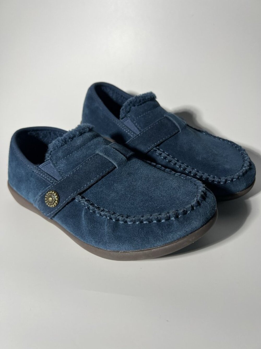 Revitalign Siesta Splendid Women’s Orthotic Suede Slip-On Shoes Blue 9D Wide NEW